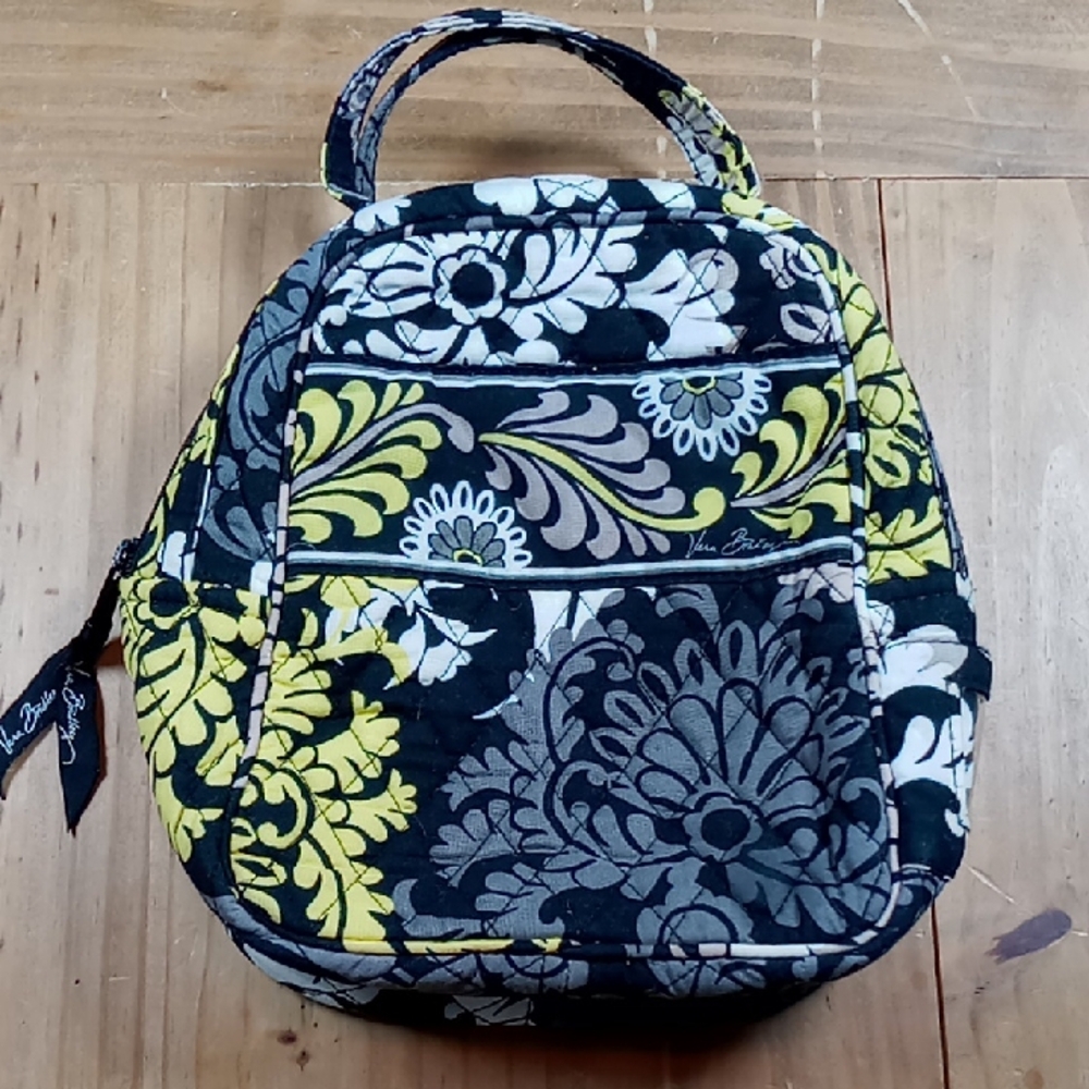 Vera Bradley Women's Insulated Floral  Lunch Bag - Black, Yellow, White, Gray